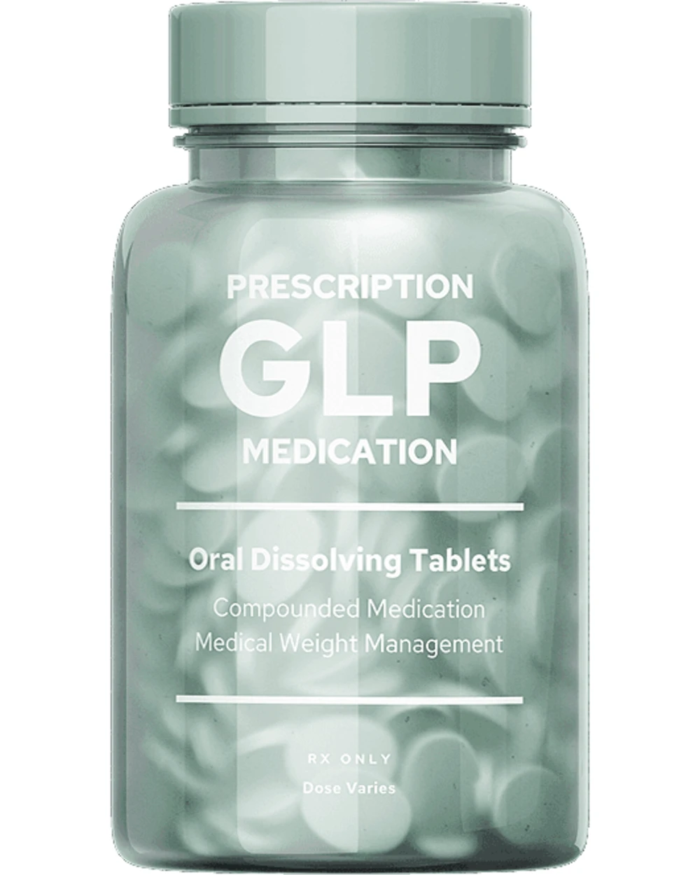 Compounded semaglutide oral tablets — sage frosted bottle